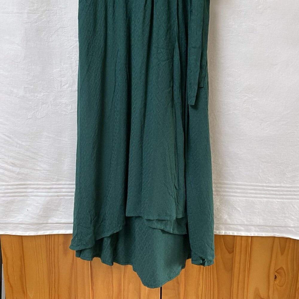 Anthropologie Maeve Faux Wrap Midi Dress Womens 6 Green Short Sleeve Modest Boho - Picture 4 of 16